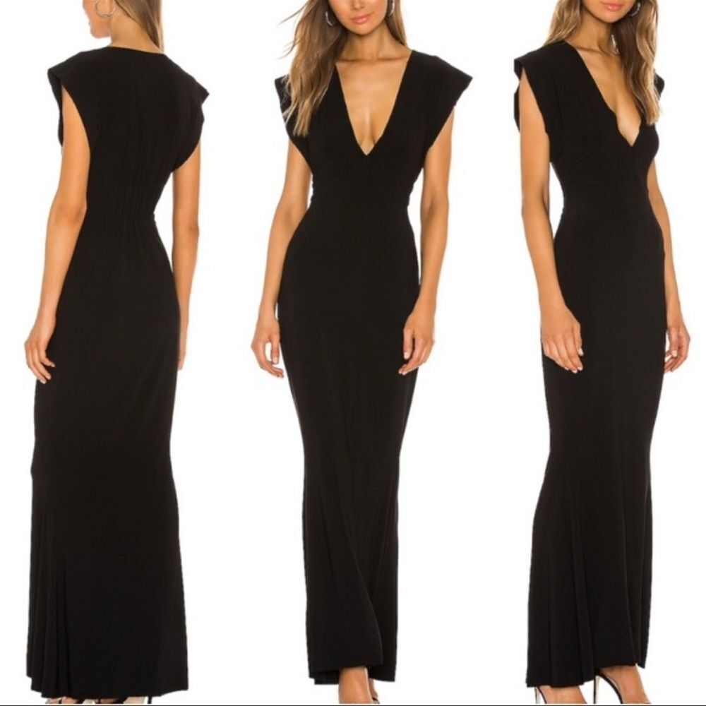 NWTs Norma Kamali V Neck Rectangle Gown Dress Size XS